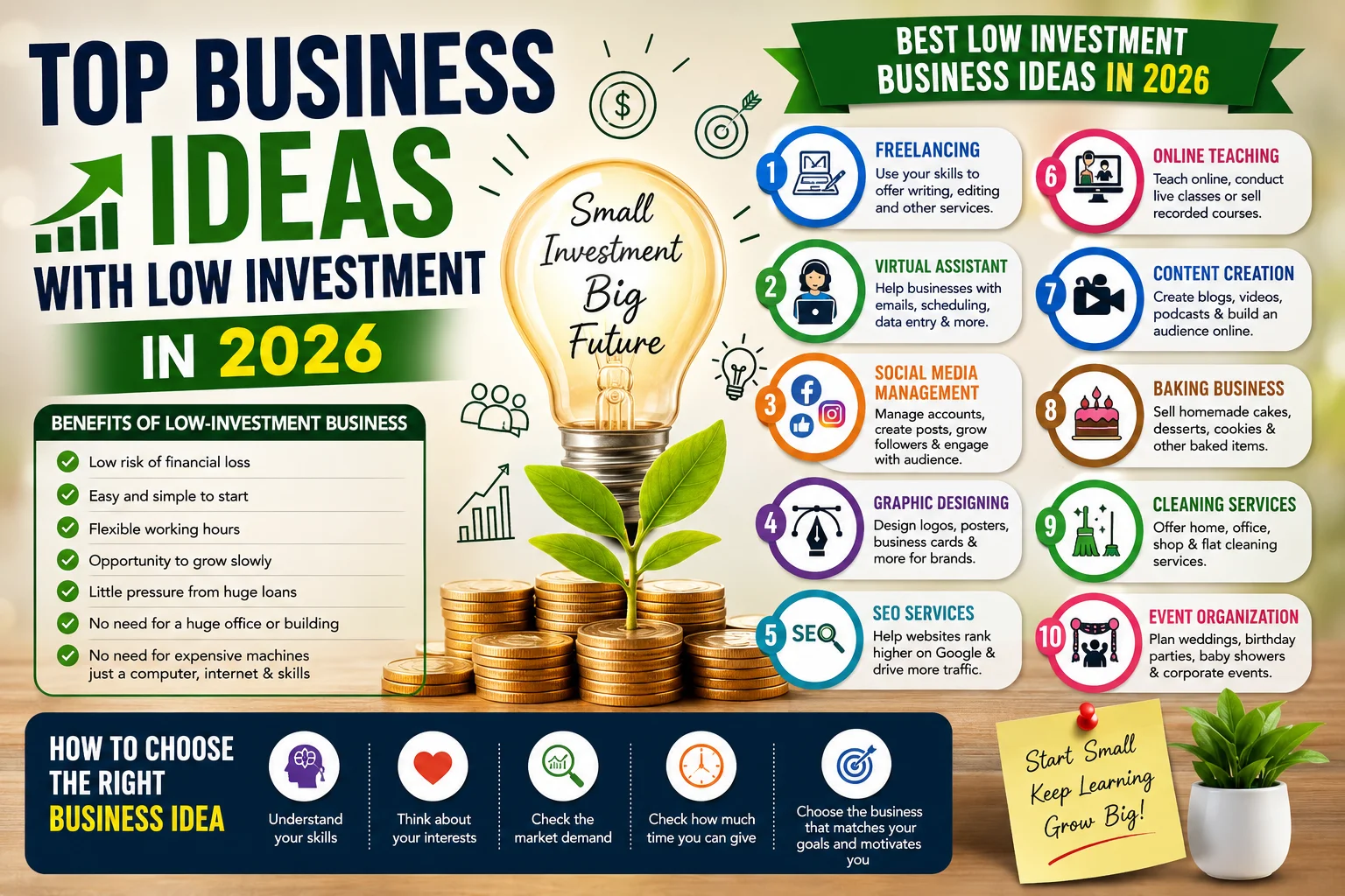 Top business ideas with low investment