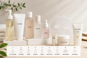Complete Skincare Routine Flat Lay