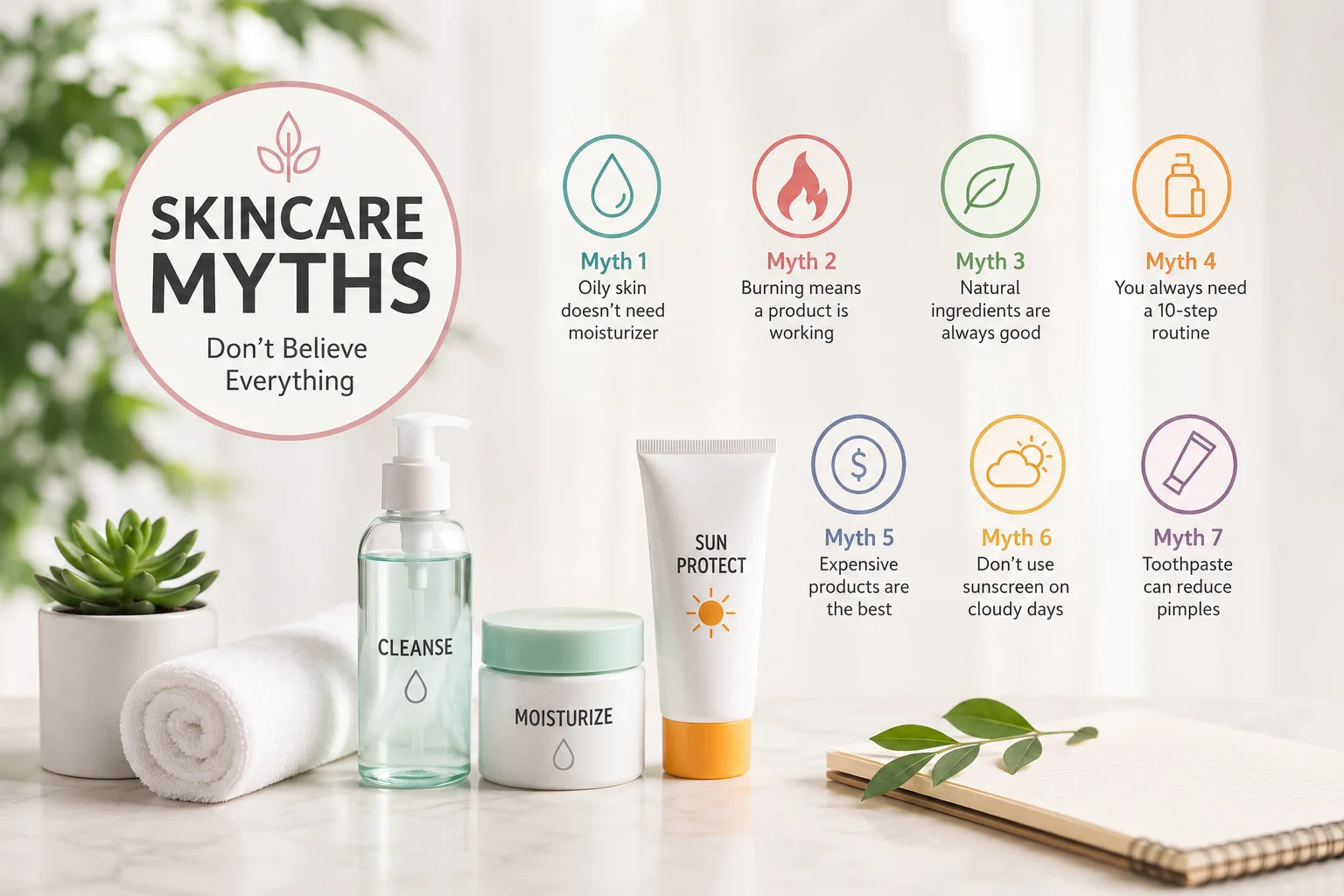 Skincare Myths Infographic with Products