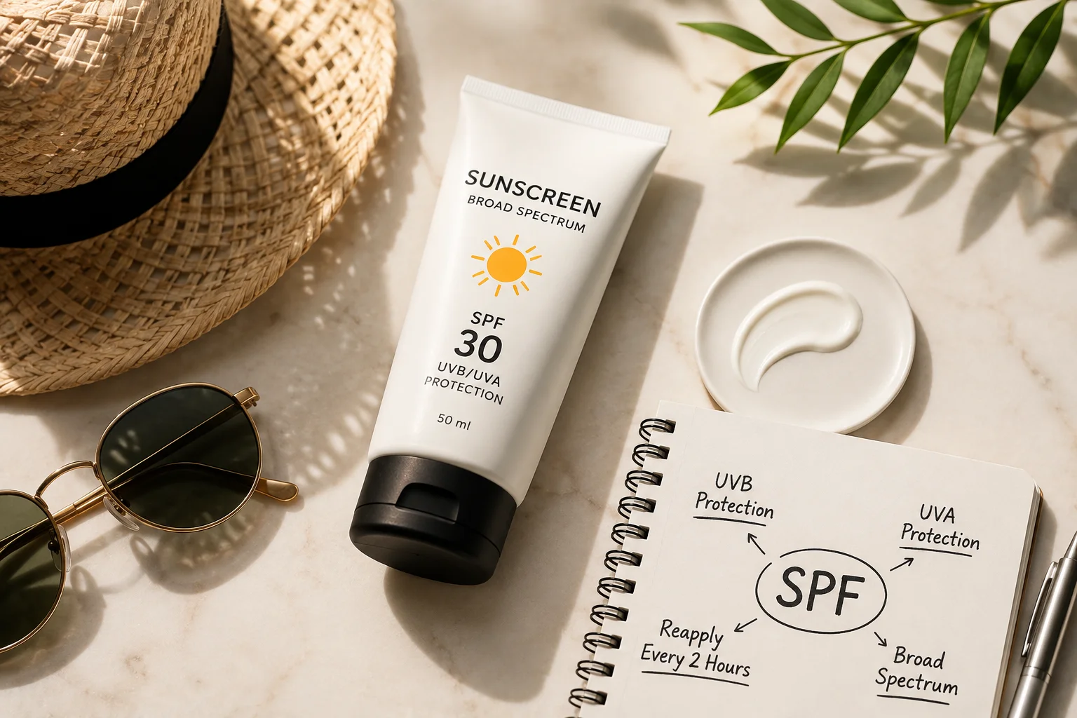 Sunny Sunscreen Flat Lay
