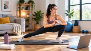 Sunlit Living Room Yoga Stretch